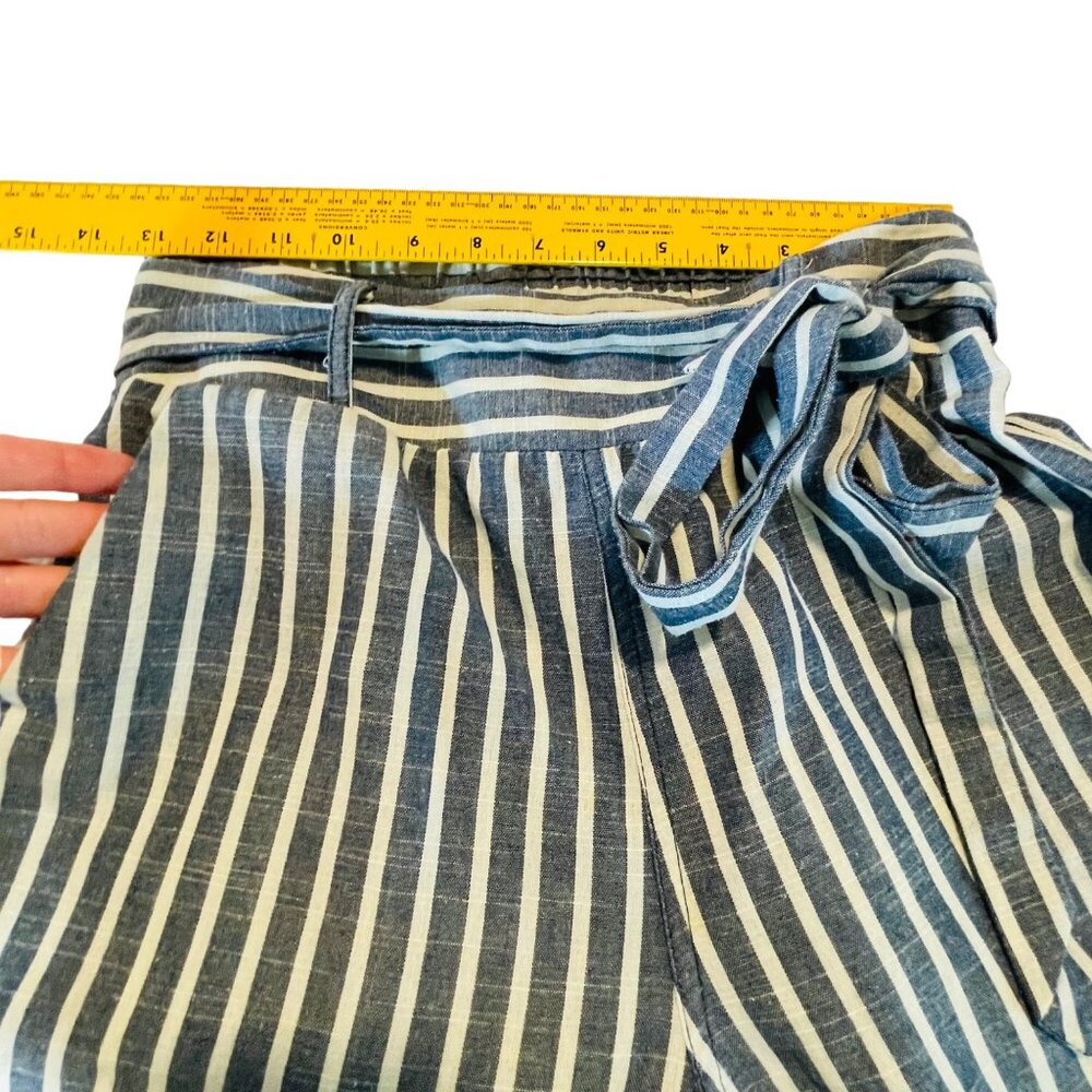 Lydelle Women's Striped High-Waisted Pants Small Blue & White Cotton Blend - Picture 7 of 10
